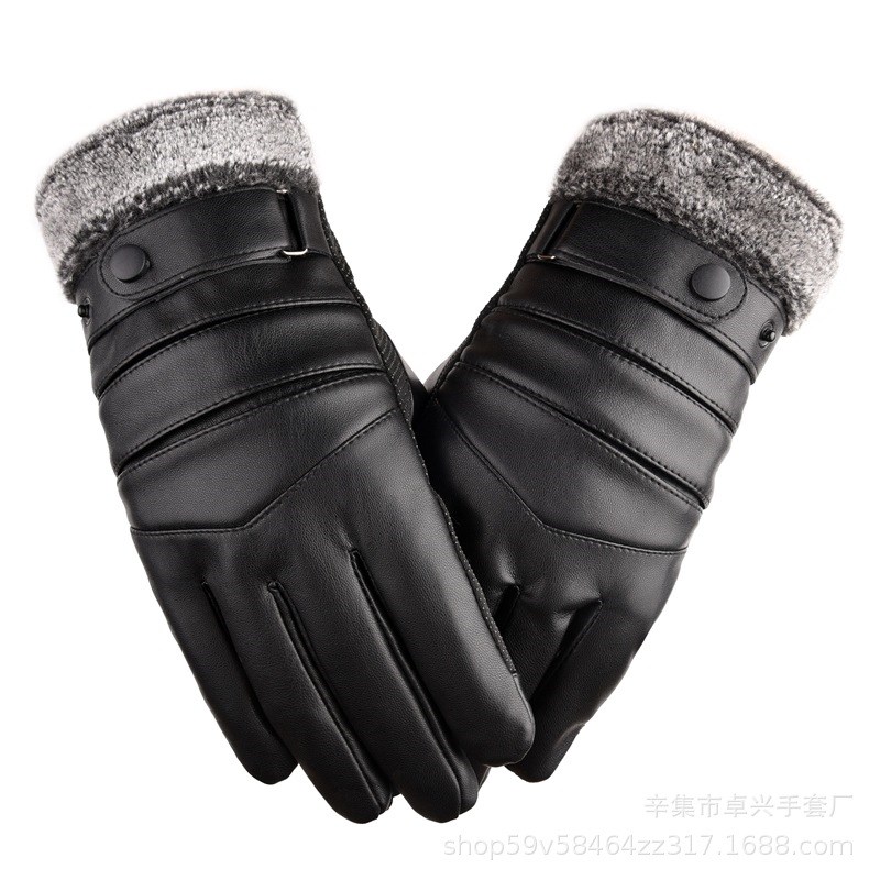 皮手套男士触屏冬季骑行加厚加绒女冬天保暖防水防风Y寒骑车摩托
