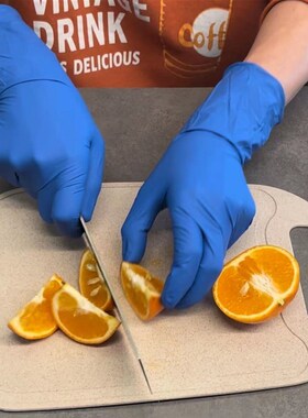 12寸蓝色丁晴手套 加长加厚麻y点防滑 防油耐酸碱 食品级丁腈手套