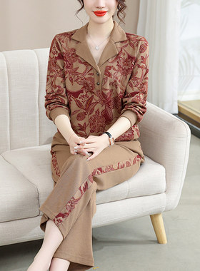 妈妈秋装洋气运动服套装奶奶洋气两件套女中老年人2024春秋季新款