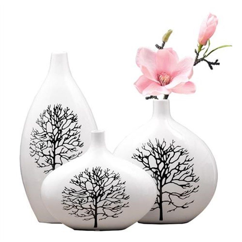 现代简约陶瓷花瓶摆件客厅插花三件套装饰品办公室电视柜家居饰品