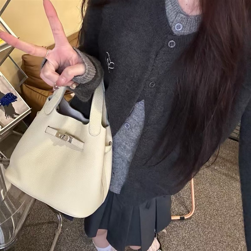 欧货女包2025新款菜篮子包手提水桶包头层牛皮百搭小众斜挎单肩包