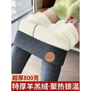 罗丽丝800g羊羔绒打底裤女东北特厚保暖裤高腰棉裤冬季高弹加绒加