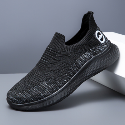 春夏飞织网面一脚蹬透气男鞋