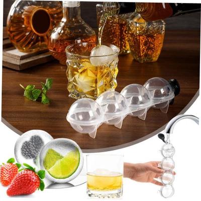 4 Hole Ice Cube Makers Round Ice Hockey Mold Whisky Cocktail