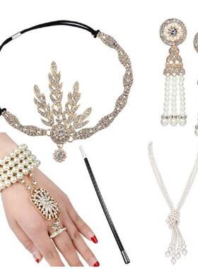 1920s Great Gatsby Accessories Set Flapper Headband Costume