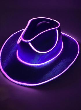 Wireless Disco Luminous Led Bride Cowgirl Hat Glowing Light
