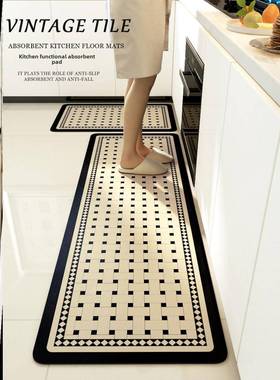 Kitchen waterproof floor mat wipes leave-in carpet 厨房地垫
