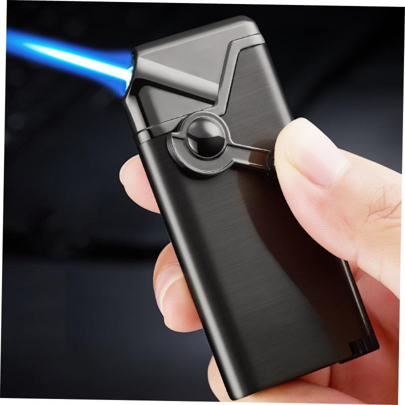 Inflatable tilt Fire rocker arm Blue Flame windproof lighter