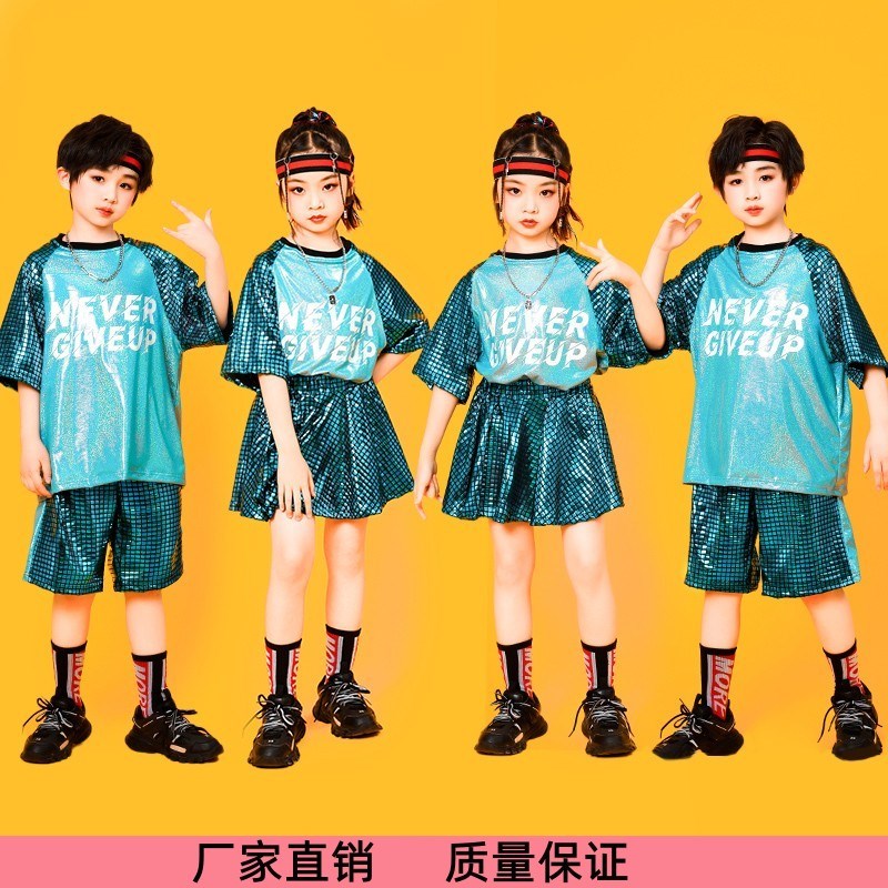 六一儿童啦啦操演出m服亮片小学生运动会啦啦队比赛表演套装幼儿