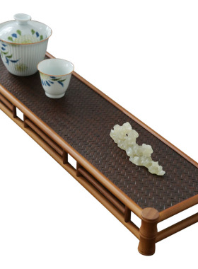 竹编席面长茶盘 中式复古杯垫 手工竹制茶配件 托盘奉茶家用茶i.