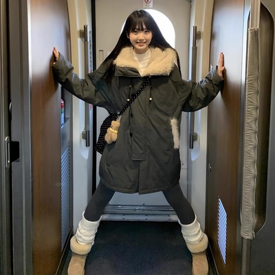日本代购中长款风衣棉服外套女