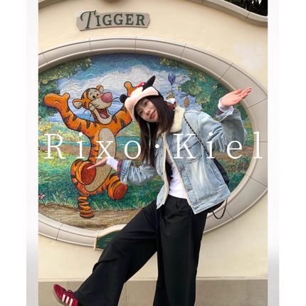 法国Rixo kiel复古羊羔绒牛仔外套女秋冬毛领服宽松保暖夹克外套