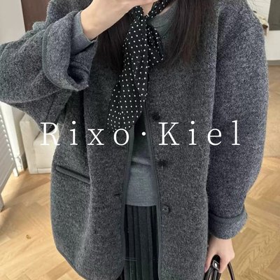 法国Rixo kiel深灰色羊毛毛呢外套女秋冬高级感休闲开衫大衣上衣