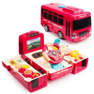 公车三岁男孩小汽车益智校车岁巴士玩具2玩具变形1岁大客车惯性