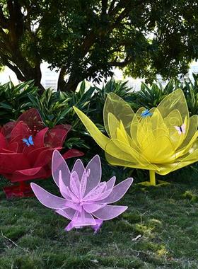户外景观公园林不锈钢镂空花朵摆件铁艺植物雕塑售楼广场草坪装饰