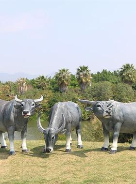 大型玻璃钢仿真水牛摆件户外动物雕塑园林景观草坪公园景观工艺品