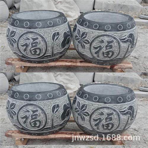 别墅装饰石头金鱼缸图庭院摆放石头门海价格进门口石雕门海缸厂