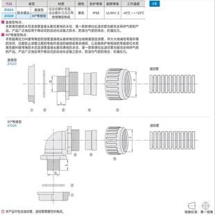 M54 M63 F42.5 M40 M32 波纹管防水直接头ZIG23 F34.5 F54.5