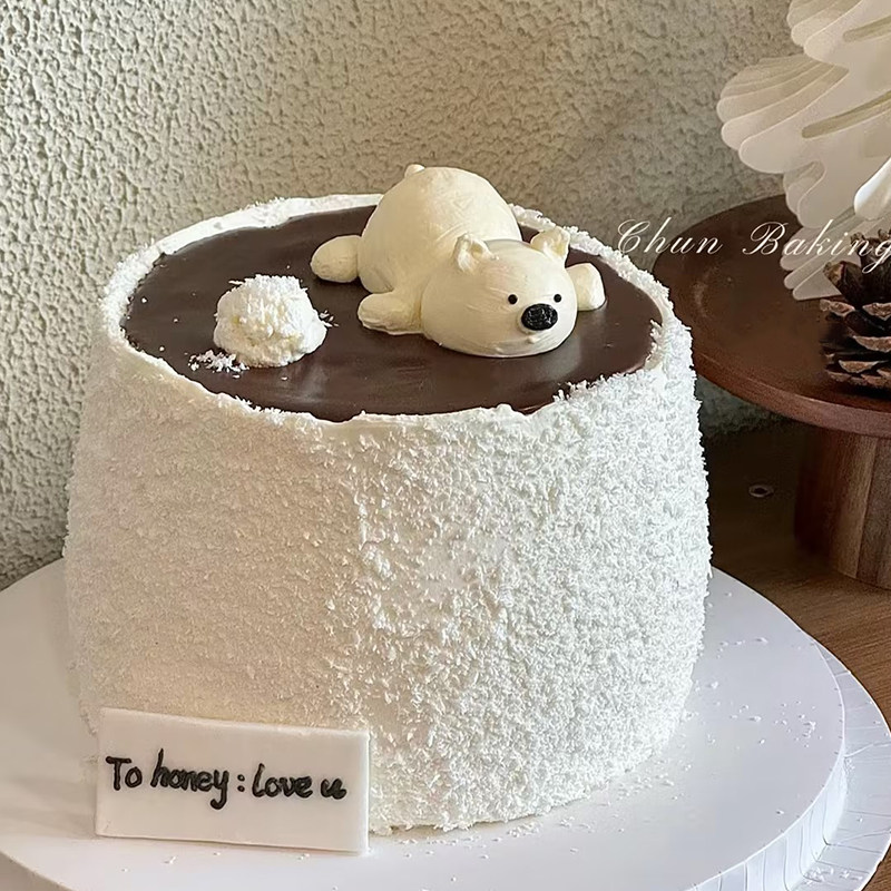 白色小熊模具海洋星星麻将数字DIY巧克力翻糖生日蛋糕装饰摆件