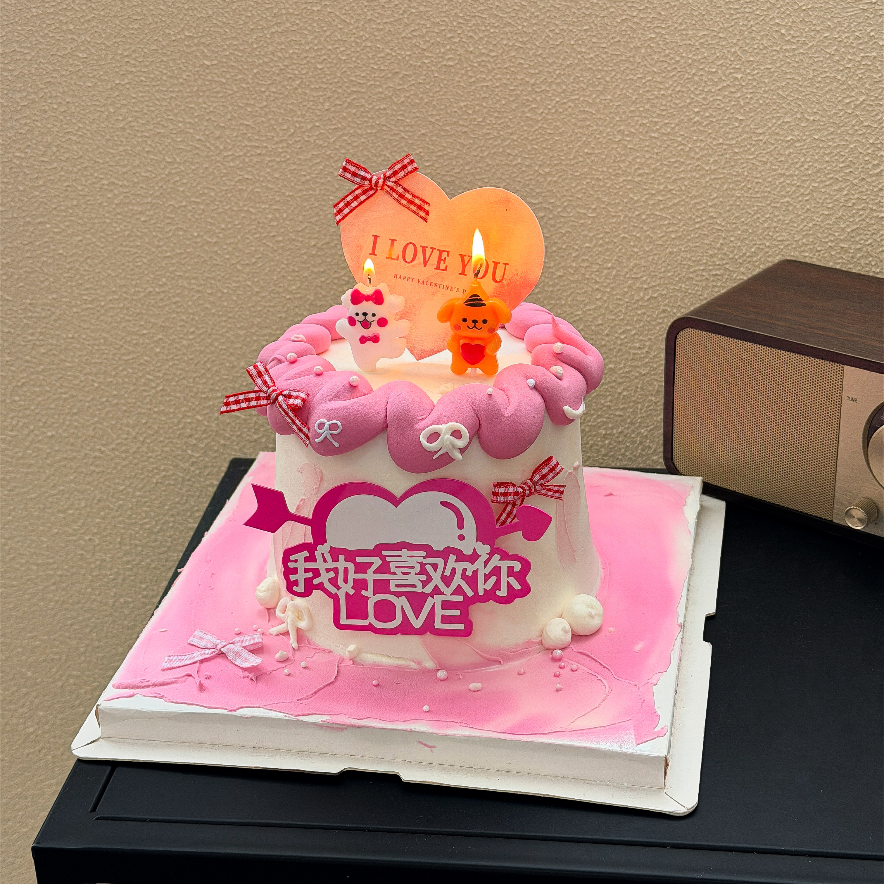 2.14情人节线条小狗蛋糕装饰情侣亚克力ILOVEYOU爱心卡片蜡烛插件,节庆用品/礼品,节日装扮用品,淘宝优惠券,粉丝福利购,淘宝优惠卷