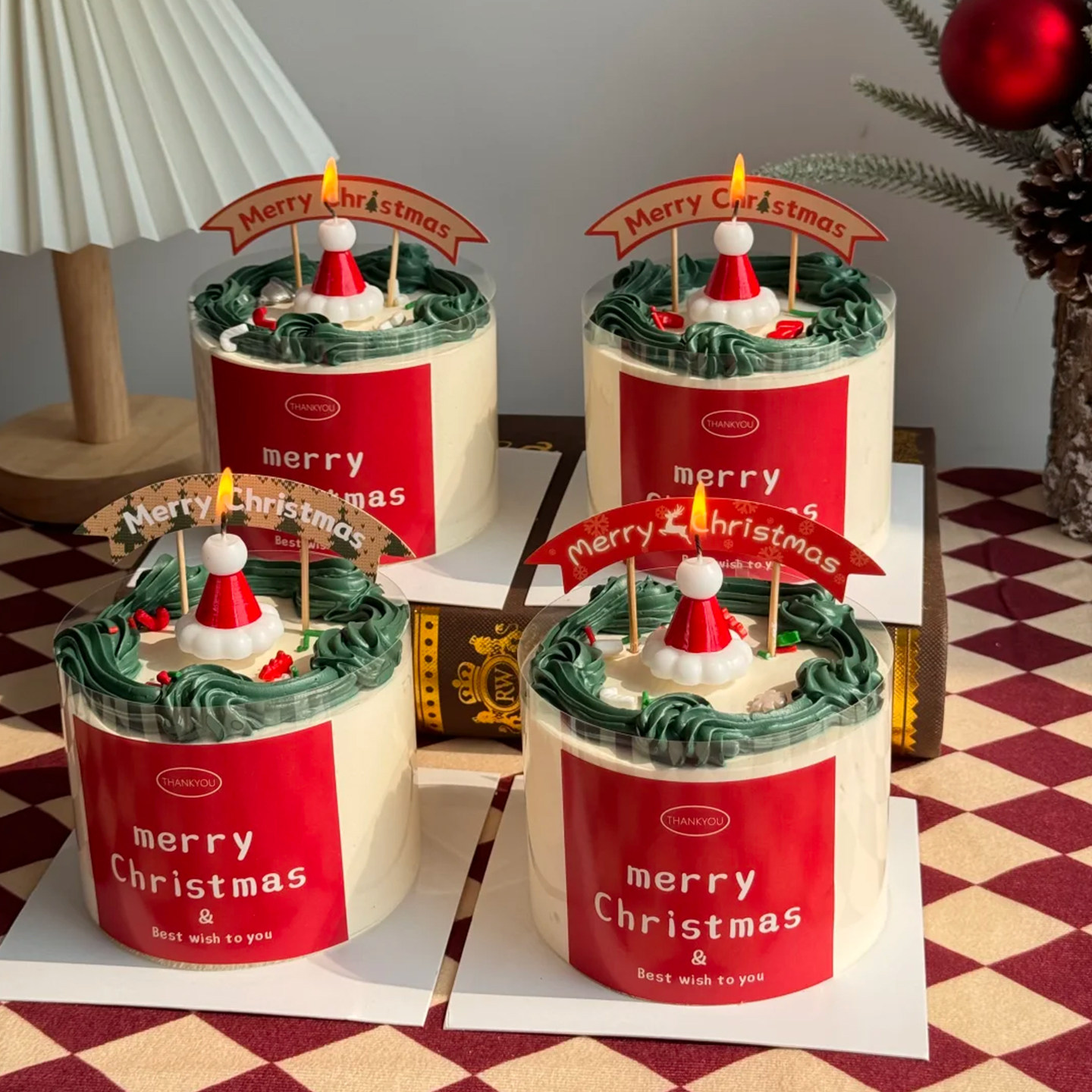 2025圣诞节蛋糕装饰横幅原创圣诞快乐插旗插件插牌甜品台烘焙装扮