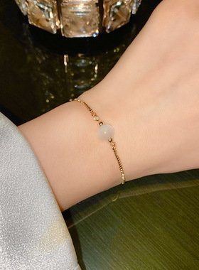 高级猫眼石手链女ins小众设计感复古简约冷淡风闺蜜学生手饰品