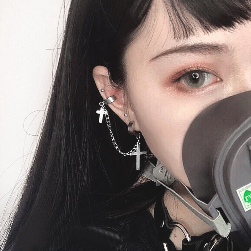 无耳洞女耳骨夹耳环十字架耳夹