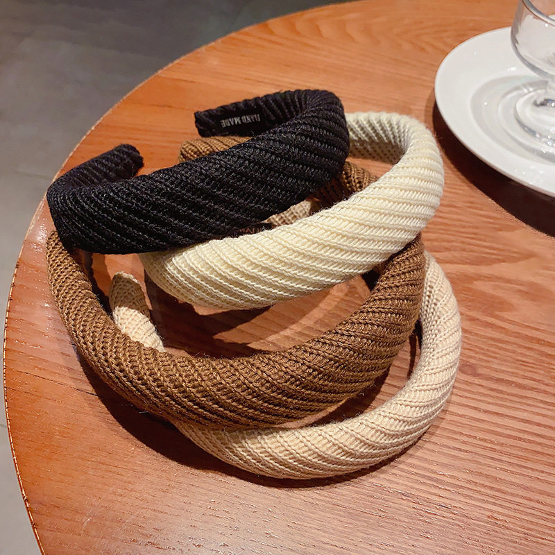 法式爆款秋冬复古斜纹灯芯绒发箍宽边网红海绵发高颅顶发饰发夹女