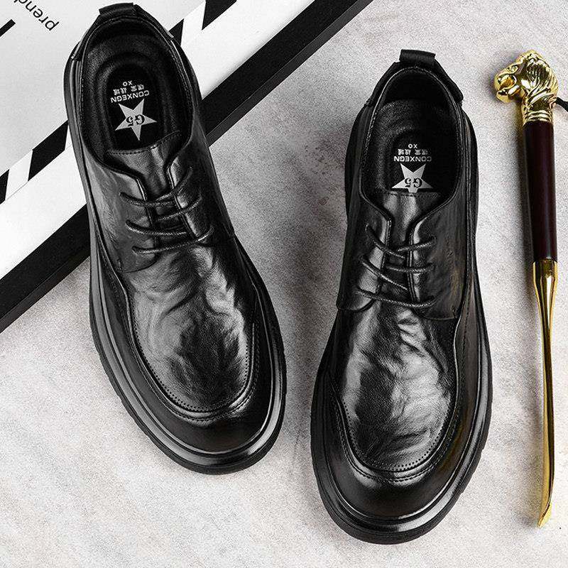 皮鞋男款真皮冬季加绒2025新款软底软皮潮流男士商务正装休闲男鞋