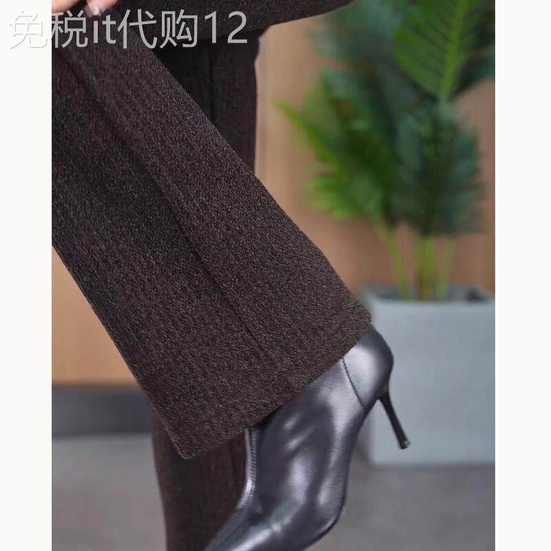 咖色微喇裤子女2026新款秋冬特厚加绒羊羔绒女裤中年妈妈保暖棉裤