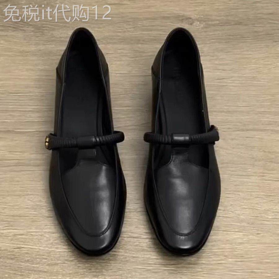 香港真皮T字带单鞋秋季新款中粗跟百搭小皮鞋配裙子复古玛丽珍鞋