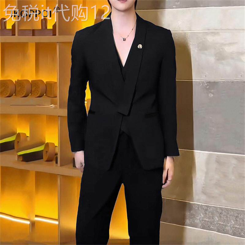 高端男士潮流休闲西服套装2025秋冬季商务休闲时尚痞帅西装外套