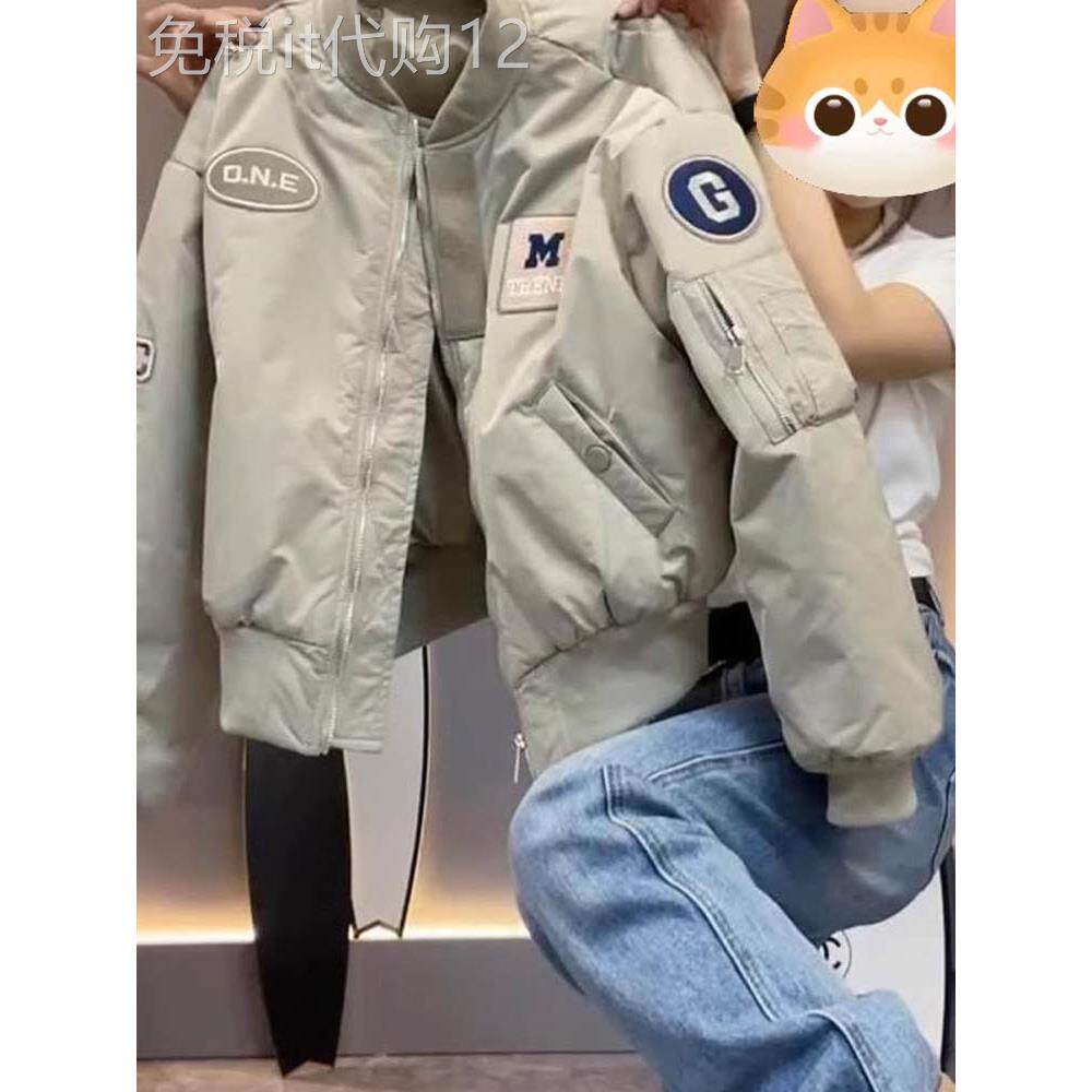 夹棉棒球服外套女春秋欧货短款小个子休闲二棉服飞行员夹克冲锋衣