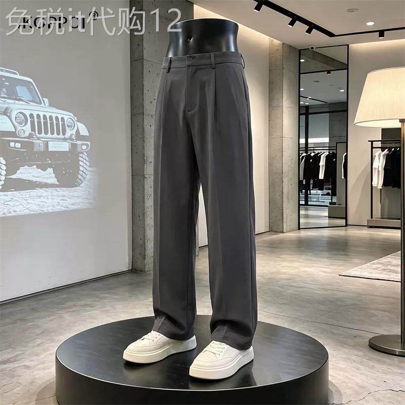 轻奢韩版时尚潮流直筒西裤2026秋季男士新款宽松阔腿休闲西装长裤