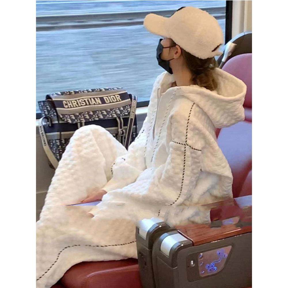 香港运动服套装女春秋冬时尚洋气宽松连帽卫衣卫裤加绒加厚两件套