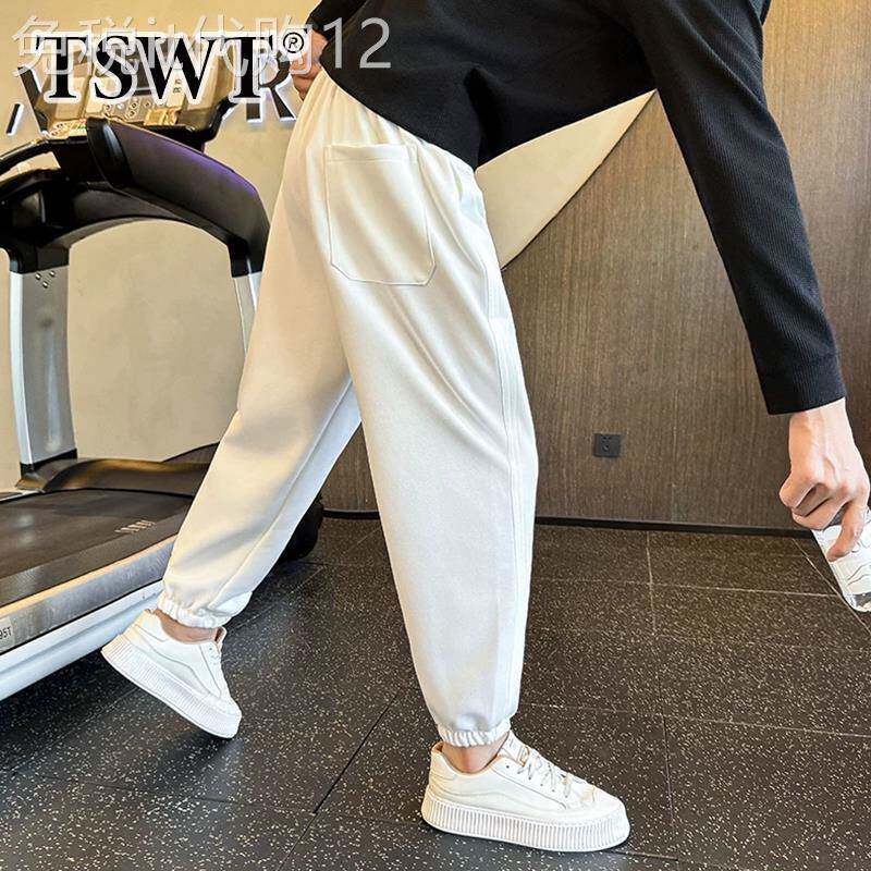 高端白色束脚卫裤男秋冬2026新款美式宽松休闲百搭阔腿裤男士长裤