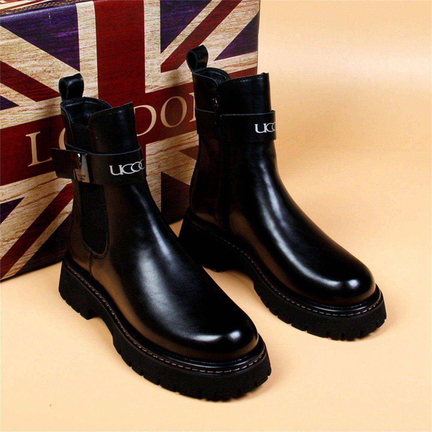 高端正品切尔西机车男靴2025新款马丁靴内增高青年短靴英伦男靴子