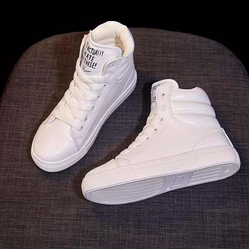 真皮小白鞋女厚底加绒高帮鞋ins潮女鞋百搭休闲运动爆款白色板鞋