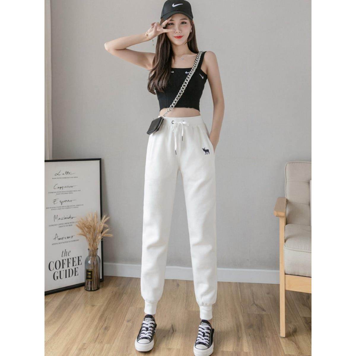 韩国纯棉运动裤女宽松束脚春秋外穿休闲韩版潮新款小脚卫裤女冬季