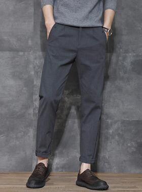 休闲裤男潮牌春秋季韩版潮流直筒修身西装裤男士纯棉百搭小脚男裤