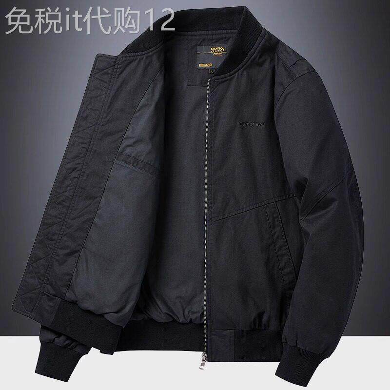 时尚品牌飞行夹克男士秋冬天鹅绒美式休闲棒球领纯棉宽松工作夹克