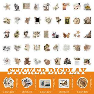 新款直销100张新款破旧复古报纸日记涂鸦贴纸 装饰手机壳水杯行李