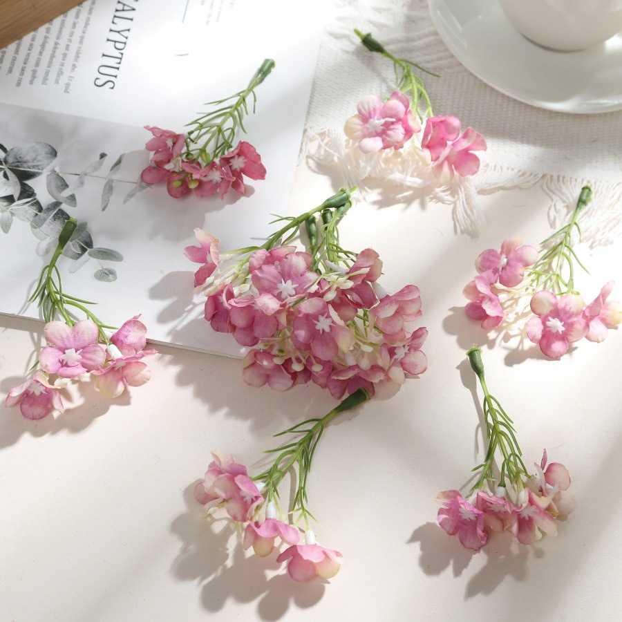 新款直销4头仿真花小花 DIY簪花绣球花 婚庆新娘头饰发饰配件假花