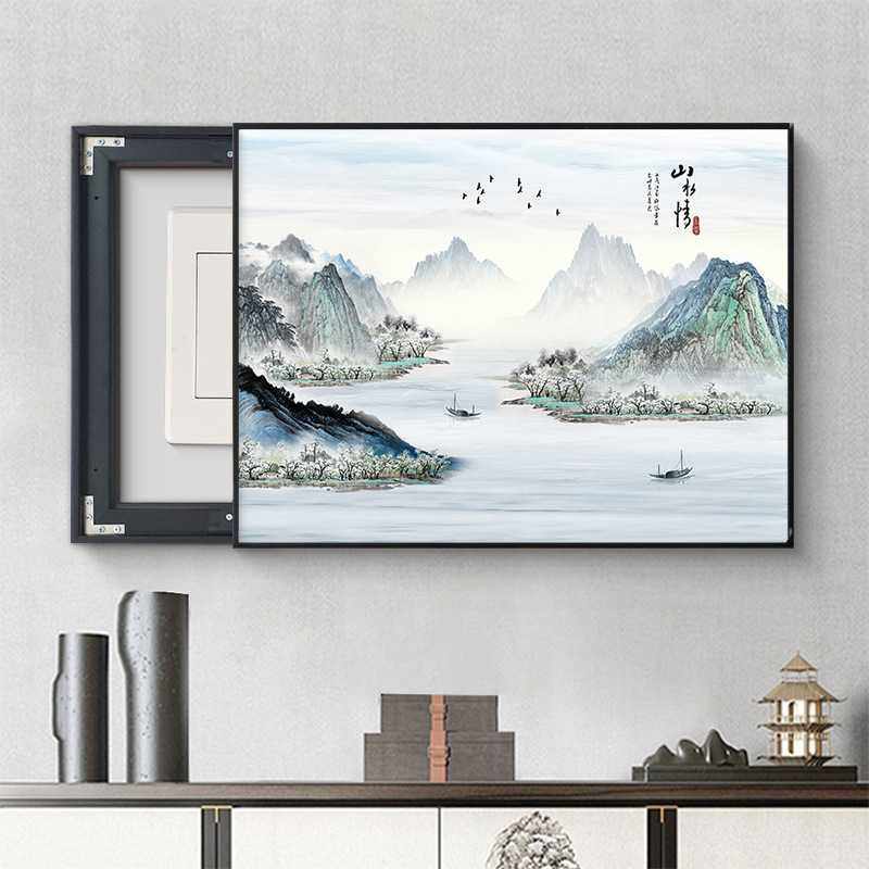 新款直销BK9K中式电表箱装饰画公司办公室配电箱电闸电源开关遮挡,家居饰品,电表箱装饰画,淘宝优惠券,粉丝福利购,淘宝优惠卷