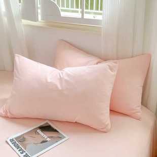 新款直销新款简约48x74cm枕套加厚纯色水洗棉a类一对装磨毛单人枕