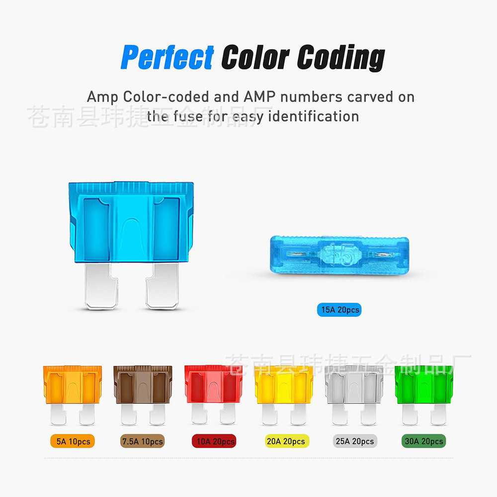 新款直销跨境   120pcs盒装保险丝 汽车中号插式保险片车用5A/10A