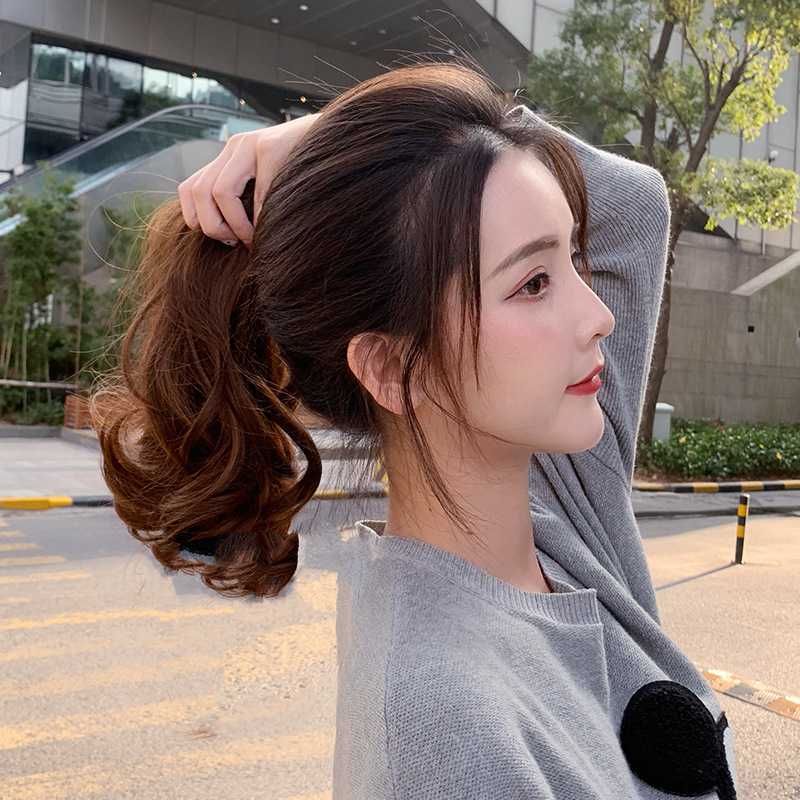 新款直销假发马尾女抓夹短款大波浪气质长卷发自然仿真虎口夹假马