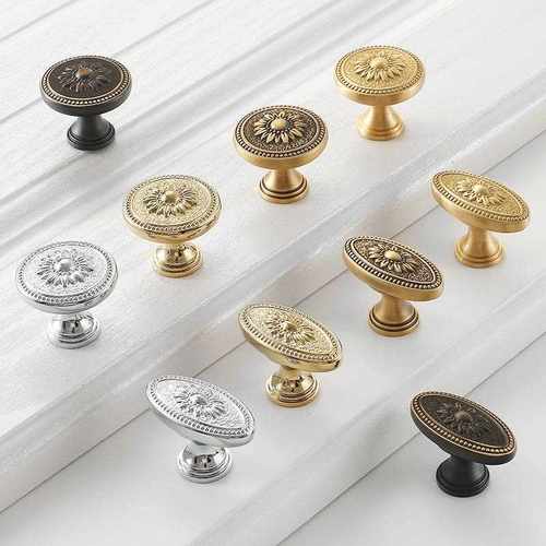 新款直销欧式衣柜拉手纯铜单孔实心美式仿古法式轻奢椭圆全黄铜橱