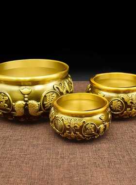 新款直销黄铜聚宝盆摆件铜制聚财开业礼品黄铜米缸存钱罐大号客厅