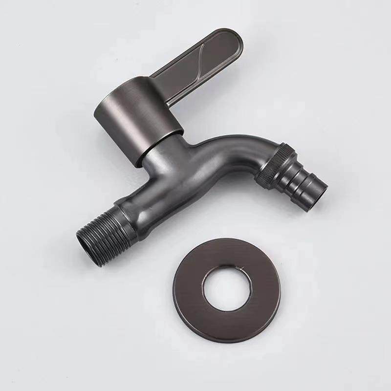 新款直销 304不锈钢枪灰洗衣机龙头 加厚加长拖把池水嘴 灰色龙头